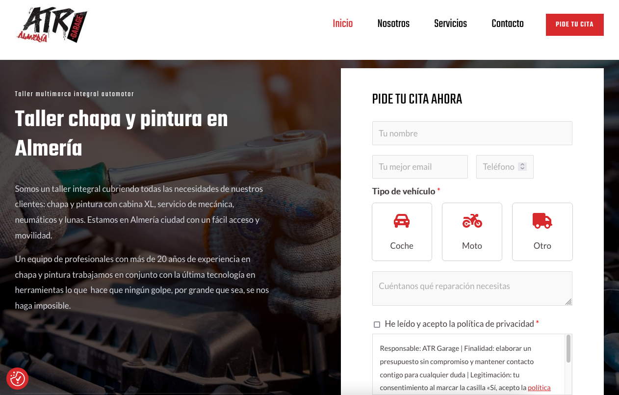 Diseño web para taller mecánico 