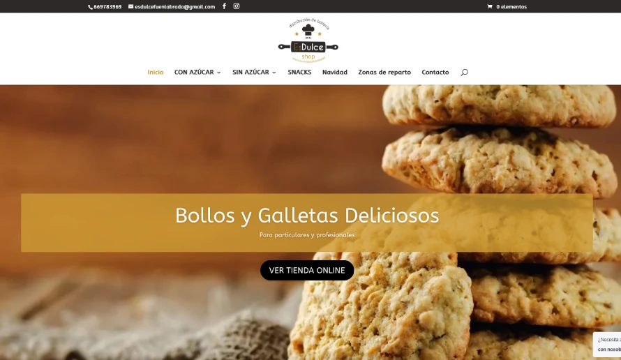 Diseño de tienda online para venta de bollería